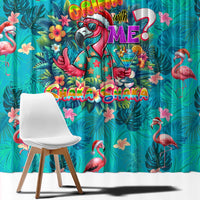 Tropical Flamingo Christmas Window Curtain Shaka Shaka Will You Drink With Me - Wonder Print Shop