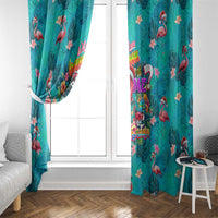 Tropical Flamingo Christmas Window Curtain Shaka Shaka Will You Drink With Me - Wonder Print Shop