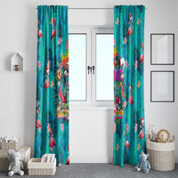 Tropical Flamingo Christmas Window Curtain Shaka Shaka Will You Drink With Me - Wonder Print Shop