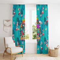 Tropical Flamingo Christmas Window Curtain Shaka Shaka Will You Drink With Me - Wonder Print Shop
