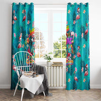 Tropical Flamingo Christmas Window Curtain Shaka Shaka Will You Drink With Me - Wonder Print Shop