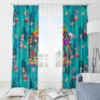 Tropical Flamingo Christmas Window Curtain Shaka Shaka Will You Drink With Me - Wonder Print Shop