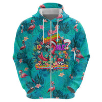 Tropical Flamingo Christmas Zip Hoodie Shaka Shaka Will You Drink With Me - Wonder Print Shop
