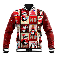 Cute Christmas Penguin Baseball Jacket Cozy Winter Ho Ho Ho Holiday Fun - Wonder Print Shop