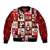 Cute Christmas Penguin Bomber Jacket Cozy Winter Ho Ho Ho Holiday Fun - Wonder Print Shop