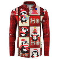 Cute Christmas Penguin Button Sweatshirt Cozy Winter Ho Ho Ho Holiday Fun - Wonder Print Shop
