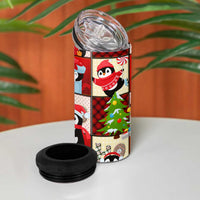 Cute Christmas Penguin 4 in 1 Can Cooler Tumbler Cozy Winter Ho Ho Ho Holiday Fun - Wonder Print Shop