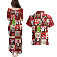 Cute Christmas Penguin Couples Matching Puletasi and Hawaiian Shirt Cozy Winter Ho Ho Ho Holiday Fun - Wonder Print Shop