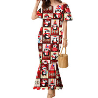Cute Christmas Penguin Family Matching Mermaid Dress and Hawaiian Shirt Cozy Winter Ho Ho Ho Holiday Fun - Wonder Print Shop