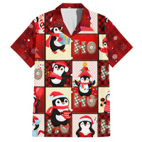 Cute Christmas Penguin Family Matching Off The Shoulder Long Sleeve Dress and Hawaiian Shirt Cozy Winter Ho Ho Ho Holiday Fun - Wonder Print Shop