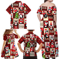 Cute Christmas Penguin Family Matching Off Shoulder Maxi Dress and Hawaiian Shirt Cozy Winter Ho Ho Ho Holiday Fun - Wonder Print Shop