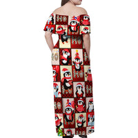 Cute Christmas Penguin Family Matching Off Shoulder Maxi Dress and Hawaiian Shirt Cozy Winter Ho Ho Ho Holiday Fun - Wonder Print Shop