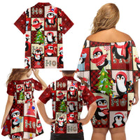 Cute Christmas Penguin Family Matching Off Shoulder Short Dress and Hawaiian Shirt Cozy Winter Ho Ho Ho Holiday Fun - Wonder Print Shop