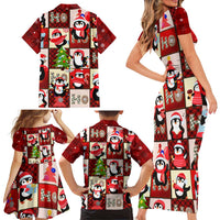 Cute Christmas Penguin Family Matching Short Sleeve Bodycon Dress and Hawaiian Shirt Cozy Winter Ho Ho Ho Holiday Fun - Wonder Print Shop