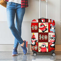 Cute Christmas Penguin Luggage Cover Cozy Winter Ho Ho Ho Holiday Fun - Wonder Print Shop