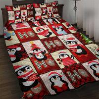 Cute Christmas Penguin Quilt Bed Set Cozy Winter Ho Ho Ho Holiday Fun - Wonder Print Shop