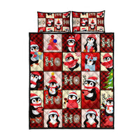 Cute Christmas Penguin Quilt Bed Set Cozy Winter Ho Ho Ho Holiday Fun - Wonder Print Shop