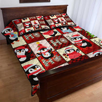 Cute Christmas Penguin Quilt Bed Set Cozy Winter Ho Ho Ho Holiday Fun - Wonder Print Shop