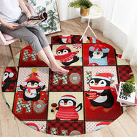 Cute Christmas Penguin Round Carpet Cozy Winter Ho Ho Ho Holiday Fun - Wonder Print Shop