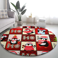 Cute Christmas Penguin Round Carpet Cozy Winter Ho Ho Ho Holiday Fun - Wonder Print Shop