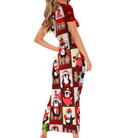 Cute Christmas Penguin Short Sleeve Bodycon Dress Cozy Winter Ho Ho Ho Holiday Fun - Wonder Print Shop