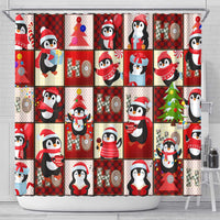 Cute Christmas Penguin Shower Curtain Cozy Winter Ho Ho Ho Holiday Fun - Wonder Print Shop