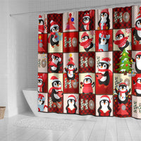Cute Christmas Penguin Shower Curtain Cozy Winter Ho Ho Ho Holiday Fun - Wonder Print Shop