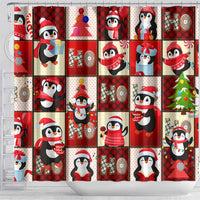 Cute Christmas Penguin Shower Curtain Cozy Winter Ho Ho Ho Holiday Fun - Wonder Print Shop