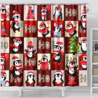 Cute Christmas Penguin Shower Curtain Cozy Winter Ho Ho Ho Holiday Fun - Wonder Print Shop