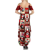Cute Christmas Penguin Summer Maxi Dress Cozy Winter Ho Ho Ho Holiday Fun - Wonder Print Shop