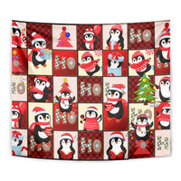 Cute Christmas Penguin Tapestry Cozy Winter Ho Ho Ho Holiday Fun - Wonder Print Shop