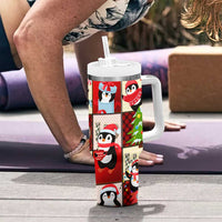 Cute Christmas Penguin Tumbler With Handle Cozy Winter Ho Ho Ho Holiday Fun - Wonder Print Shop