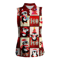Cute Christmas Penguin Women Sleeveless Polo Shirt Cozy Winter Ho Ho Ho Holiday Fun - Wonder Print Shop