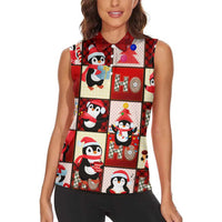 Cute Christmas Penguin Women Sleeveless Polo Shirt Cozy Winter Ho Ho Ho Holiday Fun - Wonder Print Shop