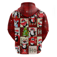 Cute Christmas Penguin Zip Hoodie Cozy Winter Ho Ho Ho Holiday Fun - Wonder Print Shop