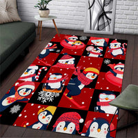 Penguin Winter Sports Christmas Area Rug Cute Holiday Ski Snow Fun - Wonder Print Shop