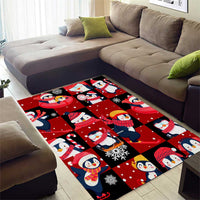 Penguin Winter Sports Christmas Area Rug Cute Holiday Ski Snow Fun - Wonder Print Shop