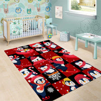 Penguin Winter Sports Christmas Area Rug Cute Holiday Ski Snow Fun - Wonder Print Shop
