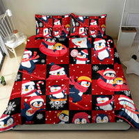 Penguin Winter Sports Christmas Bedding Set Cute Holiday Ski Snow Fun - Wonder Print Shop