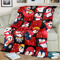 Penguin Winter Sports Christmas Blanket Cute Holiday Ski Snow Fun - Wonder Print Shop