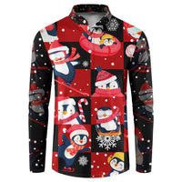 Penguin Winter Sports Christmas Button Sweatshirt Cute Holiday Ski Snow Fun - Wonder Print Shop
