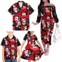 Penguin Winter Sports Christmas Family Matching Off The Shoulder Long Sleeve Dress and Hawaiian Shirt Cute Holiday Ski Snow Fun - Wonder Print Shop