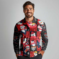 Penguin Winter Sports Christmas Long Sleeve Polo Shirt Cute Holiday Ski Snow Fun - Wonder Print Shop