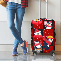 Penguin Winter Sports Christmas Luggage Cover Cute Holiday Ski Snow Fun - Wonder Print Shop