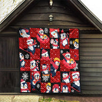 Penguin Winter Sports Christmas Quilt Cute Holiday Ski Snow Fun - Wonder Print Shop