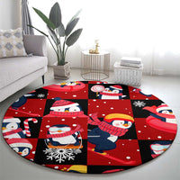 Penguin Winter Sports Christmas Round Carpet Cute Holiday Ski Snow Fun - Wonder Print Shop