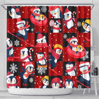 Penguin Winter Sports Christmas Shower Curtain Cute Holiday Ski Snow Fun - Wonder Print Shop