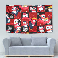 Penguin Winter Sports Christmas Tapestry Cute Holiday Ski Snow Fun - Wonder Print Shop