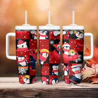 Penguin Winter Sports Christmas Tumbler With Handle Cute Holiday Ski Snow Fun - Wonder Print Shop