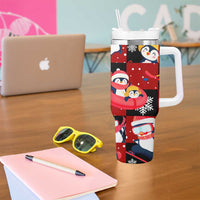 Penguin Winter Sports Christmas Tumbler With Handle Cute Holiday Ski Snow Fun - Wonder Print Shop